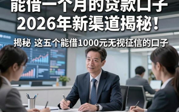 能借一个月的贷款口子2026年新渠道揭秘！揭秘​这五个能借1000元无视征信的口子