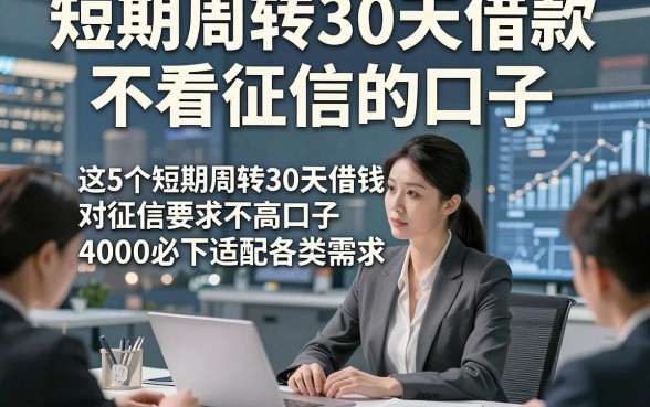短期周转30天借款不看征信的口子，这5个短期周转30天借钱对征信要求不高口子4000必下适配各类需求