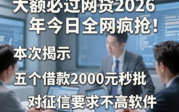 大额必过网贷2026年今日全网疯抢！本次揭示五个借款2000元秒批对征信要求不高软件