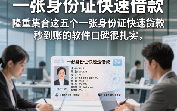 一张身份证快速借款，隆重集合这五个一张身份证快速贷款秒到账的软件口碑很扎实