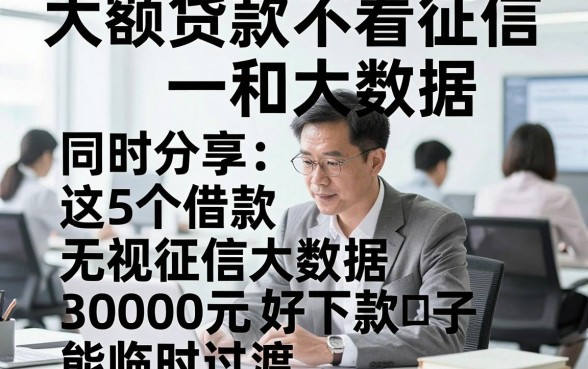 大额贷款不看征信和大数据，同时分享这5个借款无视征信大数据30000元好下款口子能临时过渡