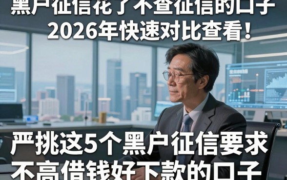 黑户征信花了不查征信的口子2026年快速对比查看！严挑这5个黑户征信要求不高借钱好下款的口子