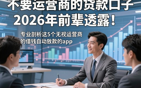 不要运营商的贷款口子2026年前辈透露!专业剖析这5个无视运营商的借钱自动放款的app
