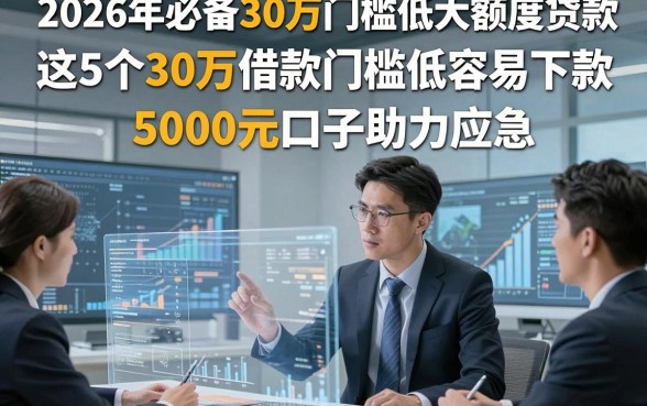 2026年必备30万门槛低大额度贷款，这5个30万借款门槛低容易下款5000元口子助力应急