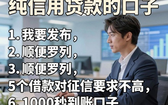 纯信用贷款的口子，顺便罗列5个借款对征信要求不高1000秒到账口子