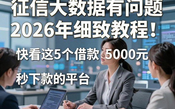 征信大数据有问题2026年细致教程！快看这5个借款5000元秒下款的平台