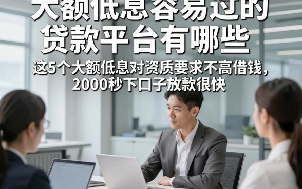 大额低息容易过的贷款平台有哪些，这5个大额低息对资质要求不高借钱2000秒下口子放款很快