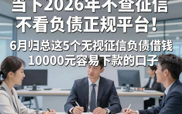 当下2026年不查征信不看负债正规平台！6月归总这5个无视征信负债借钱10000元容易下款的口子
