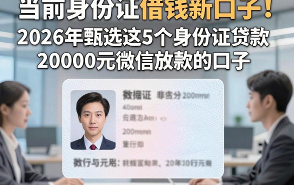 当前身份证借钱新口子！2026年甄选这5个身份证贷款20000元微信放款的口子