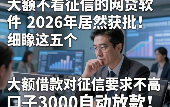 大额不看征信的网贷软件2026年居然获批！细瞅这五个​大额借款对征信要求不高口子3000自动放款