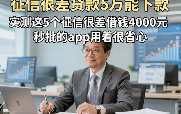 征信很差贷款5万能下款，实测这5个征信很差借钱4000元秒批的app用着很省心