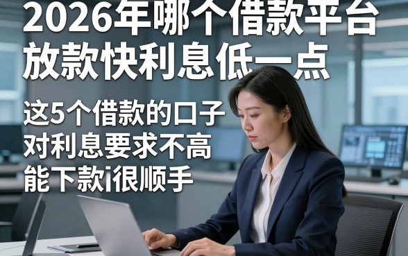 2026年哪个借款平台放款快利息低一点，这5个借款的口子对利息要求不高能下款用着很顺手