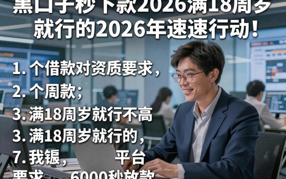 黑口子秒下款2026满18周岁就行的2026年速速行动！本篇详述五个借款对资质要求不高满18周岁就行的平台6000秒放款