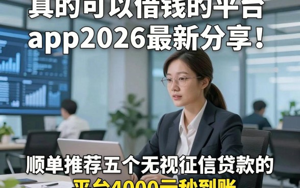 真的可以借钱的平台app2026最新分享！顺便推荐五个无视征信贷款的平台4000元秒到账