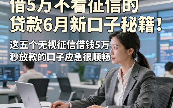 借5万不看征信的贷款6月新口子秘籍！这五个无视征信借钱5万秒放款的口子应急很顺畅