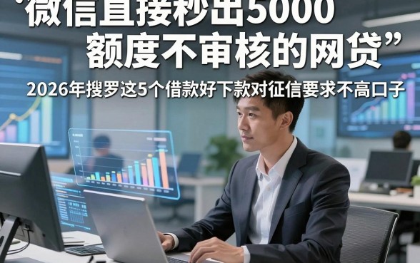 微信直接秒出5000额度不审核的网贷，2026年搜罗这5个借款好下款对征信要求不高口子