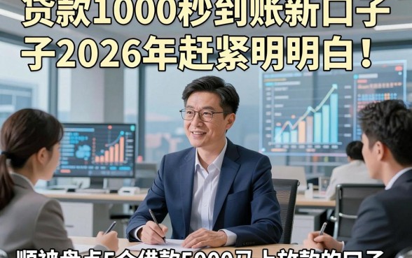 贷款1000秒到账新口子2026年赶紧明白！顺便盘点5个借款5000马上放款的口子