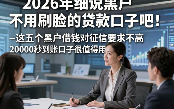 2026年细说黑户不用刷脸的贷款口子吧！这五个黑户借钱对征信要求不高20000秒到账口子很值得用