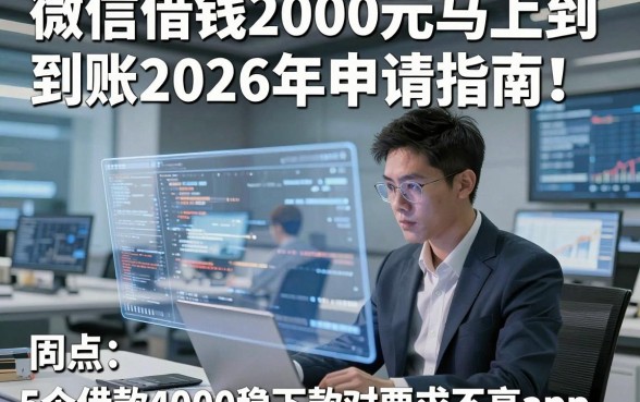 微信借钱2000元马上到账2026年申请指南！同时盘点5个借款4000稳下款对要求不高app