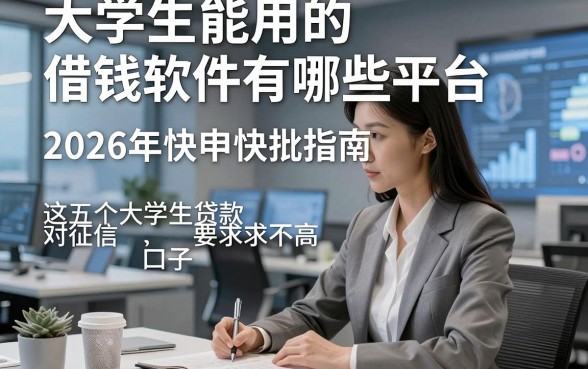 大学生能用的借钱软件有哪些平台,2026年快申快批指南这五个大学生贷款对征信要求不高口子