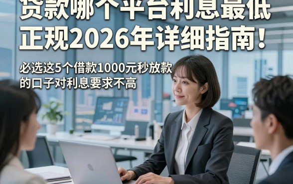 贷款哪个平台利息最低正规2026年详细指南！必选这5个借款1000元秒放款的口子对利息要求不高