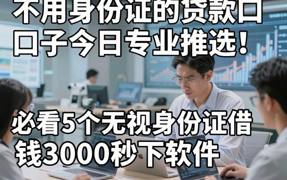 不用身份证的贷款口子今日专业推选！必看5个无视身份证借钱3000秒下软件