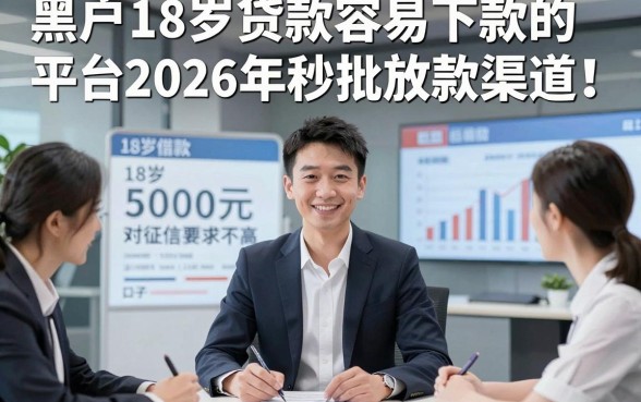 黑户18岁贷款容易下款的平台2026年秒批放款渠道！推选​5个18岁借款5000元对征信要求不高口子