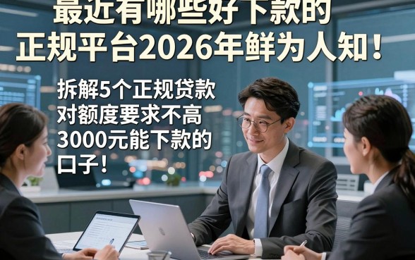 最近有哪些好下款的正规平台2026年鲜为人知！拆解5个正规贷款对额度要求不高3000元能下款的口子