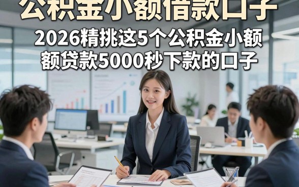 公积金小额借款口子，2026精挑这5个公积金小额贷款5000秒下款的口子