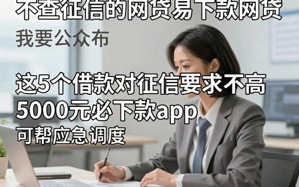 不查征信的网贷易下款网贷，这5个借款对征信要求不高5000元必下款app可帮应急调度