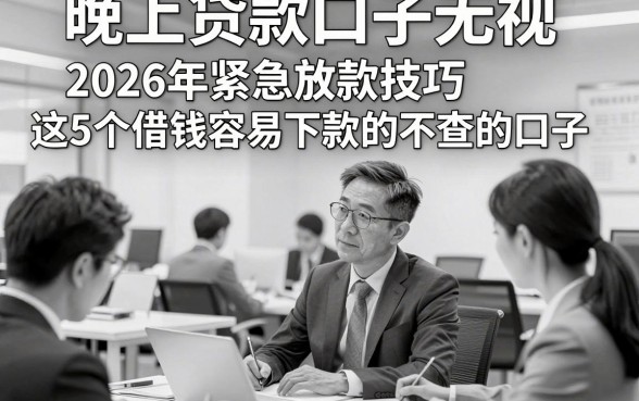 晚上贷款口子无视黑白，2026年紧急放款技巧这5个借钱容易下款的不查的口子