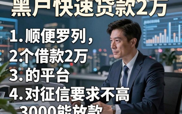 黑户快速贷款2万，顺便罗列五个借款2万的平台对征信要求不高3000能放款