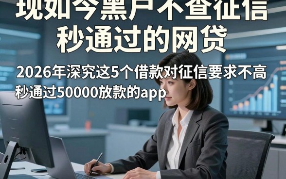 现如今黑户不查征信秒通过的网贷，2026年深究这5个借款对征信要求不高秒通过50000放款的app