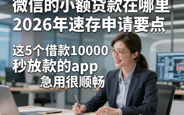 微信的小额贷款在哪里2026年速存申请要点，这5个借款10000秒放款的app急用很顺畅