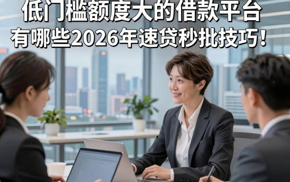 低门槛额度大的借款平台有哪些2026年速贷秒批技巧！来看本文专业解答！