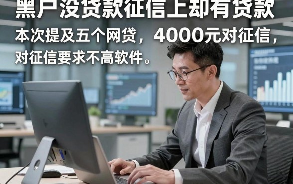 黑户没贷款征信上却有贷款，本次提及五个网贷4000元对征信要求不高软件