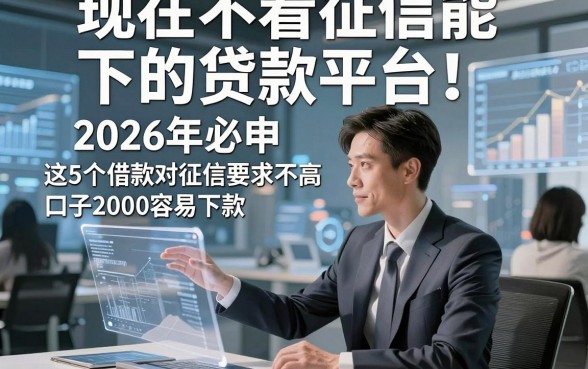 现在不看征信能下的贷款平台！2026年必申​这5个借款对征信要求不高口子2000容易下款