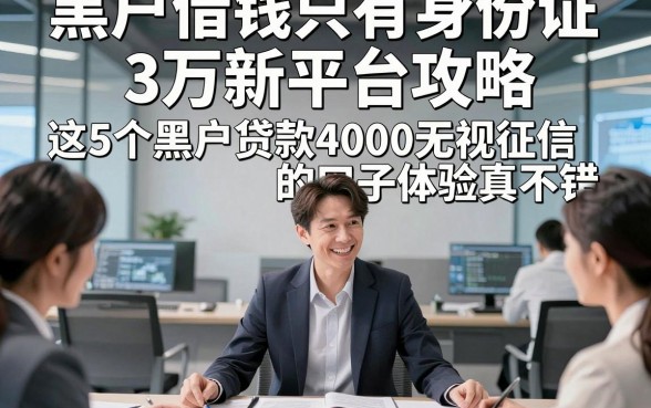 黑户借钱只有身份证3万新平台攻略，这5个黑户贷款4000无视征信的口子体验真不错