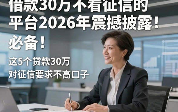 借款30万不看征信的平台2026年震撼披露！必备​这5个贷款30万对征信要求不高口子