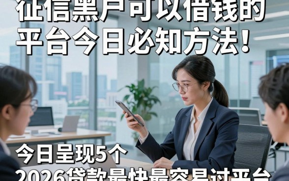 征信黑户可以借钱的平台今日必知方法！今日呈现5个2026贷款最快最容易过平台