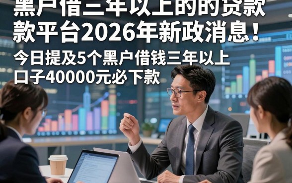 黑户借三年以上的的贷款平台2026年新政消息！今日提及5个黑户借钱三年以上口子40000元必下款