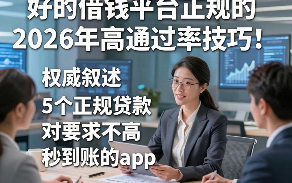 好的借钱平台正规的2026年高通过率技巧！权威叙述5个正规贷款对要求不高秒到账的app