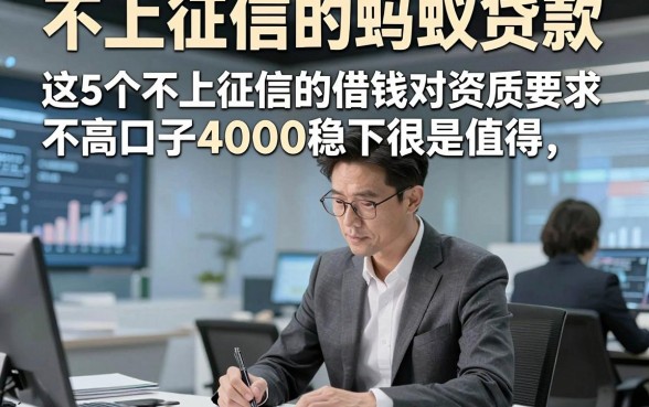 不上征信的蚂蚁贷款，这5个不上征信的借钱对资质要求不高口子4000稳下很是值得