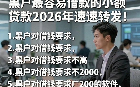 黑户最容易借款的小额贷款2026年速速转发！罗列五个黑户对借钱要求不高2000的软件