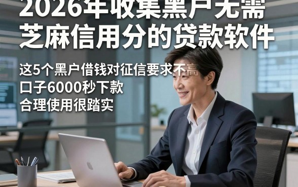 2026年收集黑户无需芝麻信用分的贷款软件，这5个黑户借钱对征信要求不高口子6000秒下款合理使用很踏实