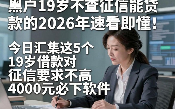 黑户19岁不查征信能贷款的2026年速看即懂！今日汇集这5个19岁借款对征信要求不高4000元必下软件