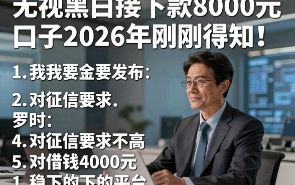 无视黑白直接下款8000元口子2026年刚刚得知！同时罗列5个对征信要求不高借钱4000元稳下的平台