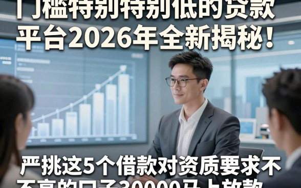 门槛特别特别低的贷款平台2026年全新揭秘！严挑这5个借款对资质要求不高的口子30000马上放款