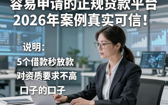 容易申请的正规贷款平台2026年案例真实可信！说明5个借款秒放款对资质要求不高的口子
