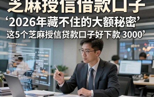 芝麻授信借款口子，2026年藏不住的大额秘密这5个芝麻授信贷款口子好下款3000